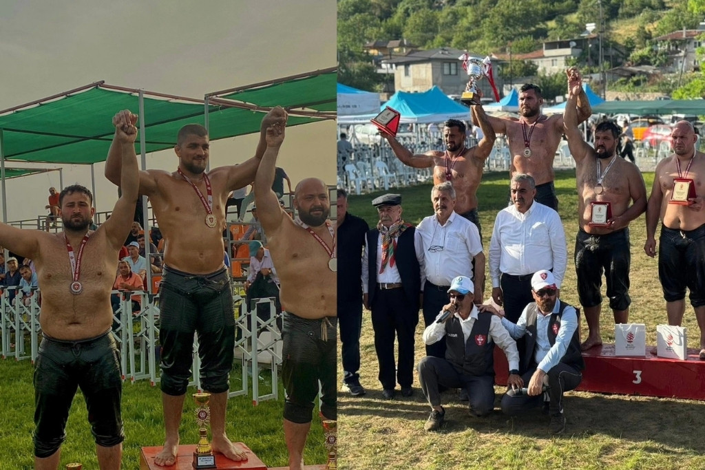 Pehlivanlarımız Güreşlerde Kürsüde Yer Aldı